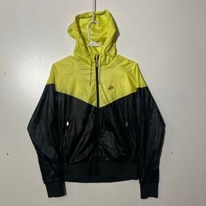 VTG Nike Sportswear Y2K Nylon Black Yellow Wind breaker Jacket Womans Size Large